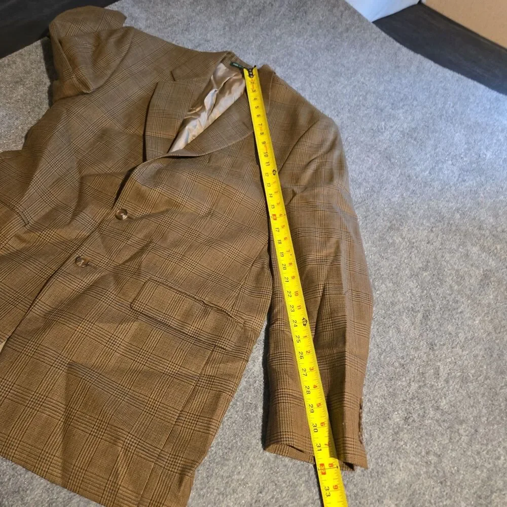 Lauren Ralph Lauren Wool Blazer Jacket Men's 42L Brown 2 button Made Canada